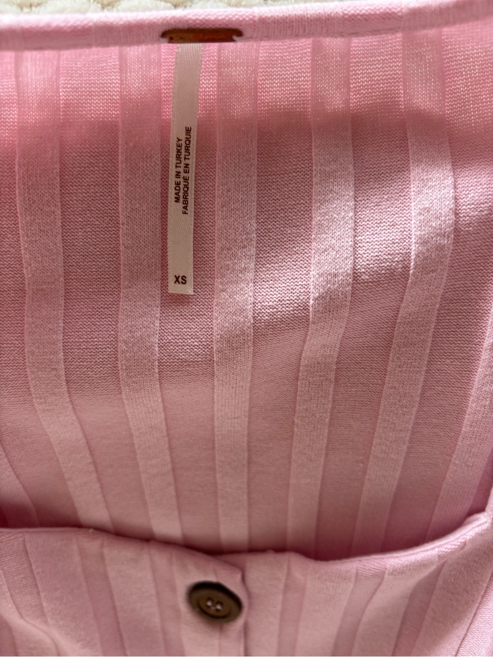 Free People Central Park Ribbed Knit Fitted Cardigan Top Blush Pink XS - Picture 6 of 7